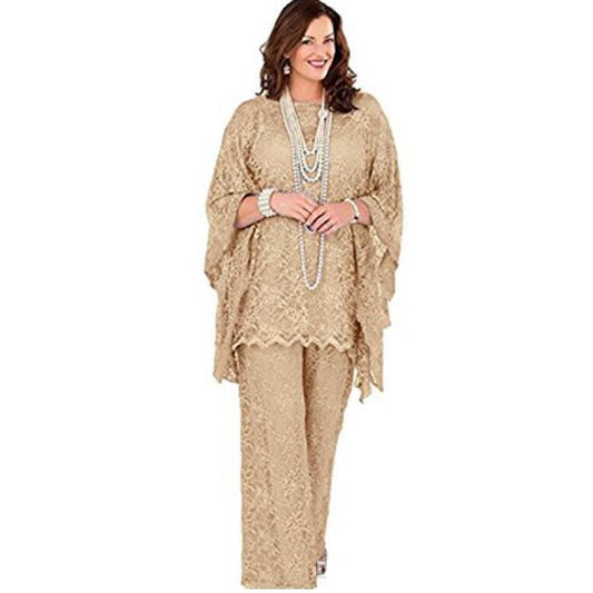 Lace Women's Suit Mother Pantsuit 3-Piece Set