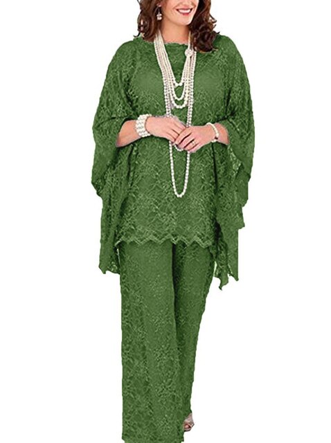 Lace Women's Suit Mother Pantsuit 3-Piece Set