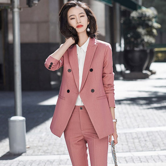 Women’s Two-Piece Blazer & Pants Set – Office Lady Formal Plus Size Suit.