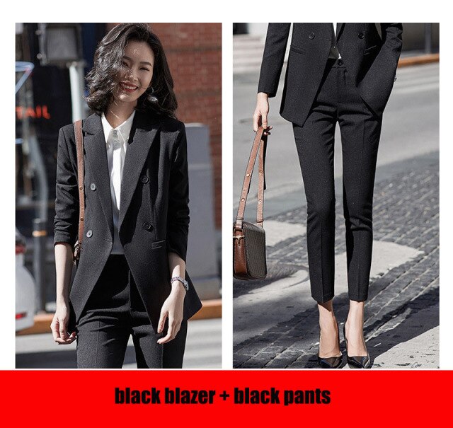 Women’s Two-Piece Blazer & Pants Set – Office Lady Formal Plus Size Suit.