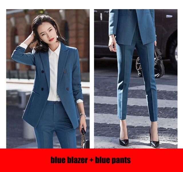 Women’s Two-Piece Blazer & Pants Set – Office Lady Formal Plus Size Suit.