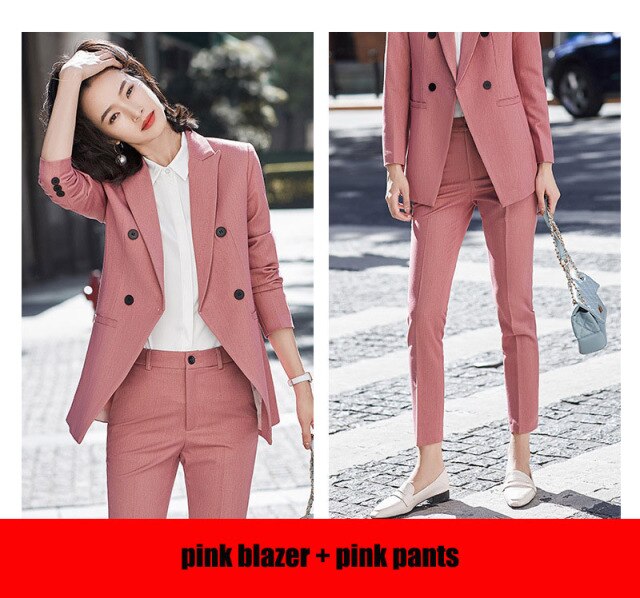 Women’s Two-Piece Blazer & Pants Set – Office Lady Formal Plus Size Suit.