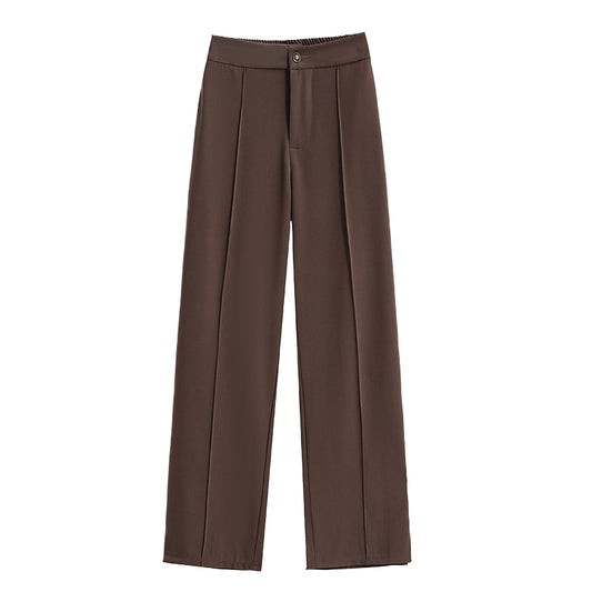 Women's Fashion Brown Oversize Wide Leg Pants Vintage 2021 Autumn High Waist Pant Loose Office Ladies Trouser Female Clothes