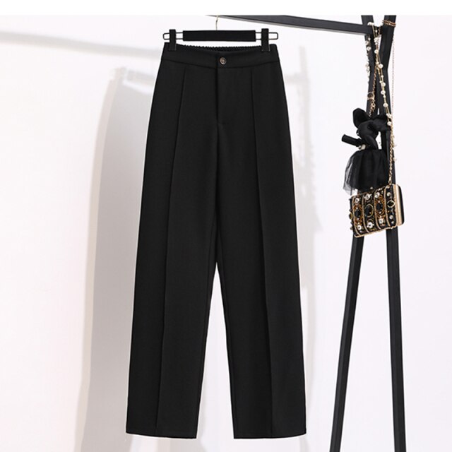 Women's Fashion Brown Oversize Wide Leg Pants Vintage 2021 Autumn High Waist Pant Loose Office Ladies Trouser Female Clothes