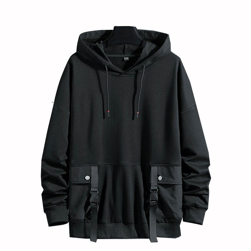 Pullover Hoodies Men/Women Casual Hooded Black Ribbons 2021 Autumn Streetwear Sweatshirts Hip Hop Harajuku Male Tops