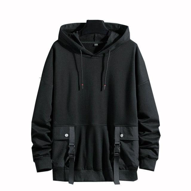 Pullover Hoodies Men/Women Casual Hooded Black Ribbons 2021 Autumn Streetwear Sweatshirts Hip Hop Harajuku Male Tops