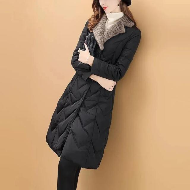 Fashion Warmth Imitation Fur Collar Down Coat for Women