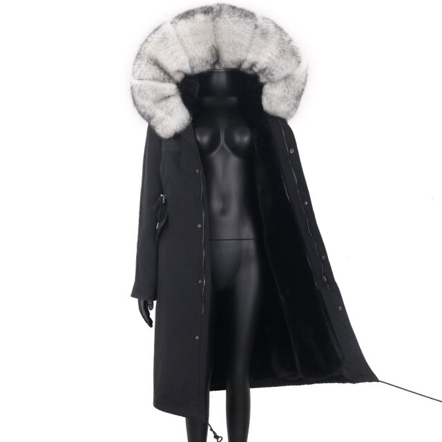 Lavelache 2021 New X-long Hooded Parkas Fashion Winter Jacket Women Casual Thick Cotton Padded Coat Woman Warm Outerwear Luxury