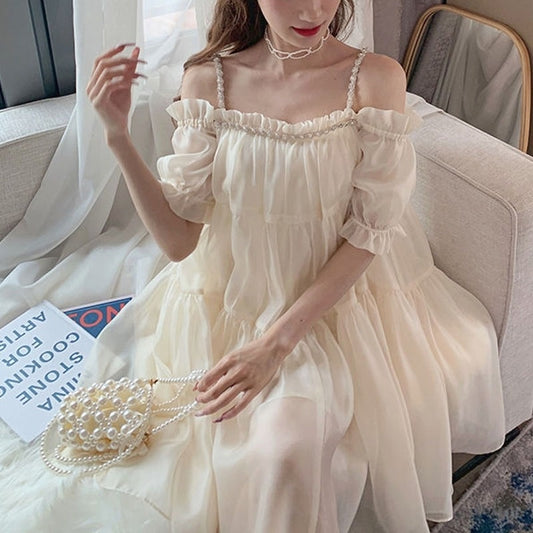 Elegant Fairy Strap Dress Women Sweet Ruffle Designer Casual Party Kawaii Dress Classy Korean Princess Mini Summer Dresses 2021