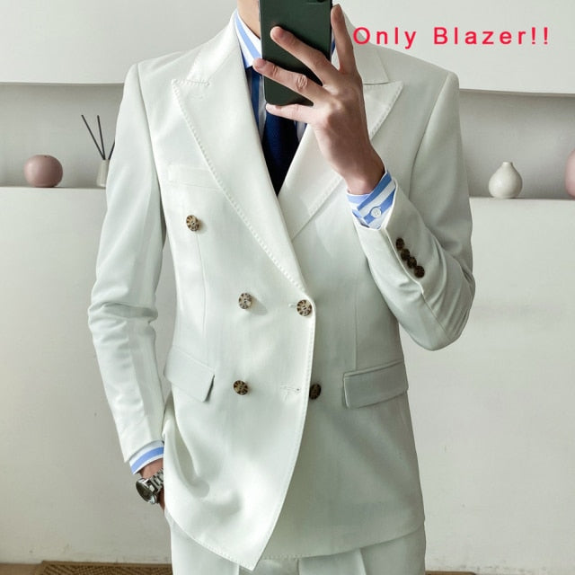 British Slim Suit Big Collar Double Breasted Casual Gentleman Jacket