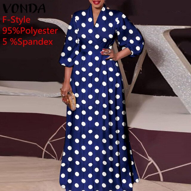 2021 VONDA Women Dress Spring Long Sleeve Party Maxi Long Dress Vintage Leopard Print Party Vestido Oversized Casual Robe Femme