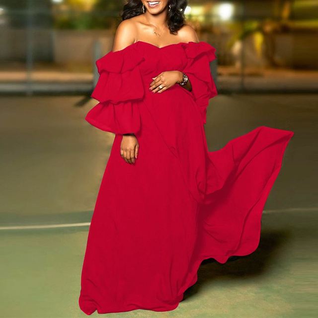 Women Bohemian Dress VONDA 2022 Sexy Flare Sleeve Off Shoulder Party Long Maxi Dress Beach Sundress Casual Baggy Vestido Robe