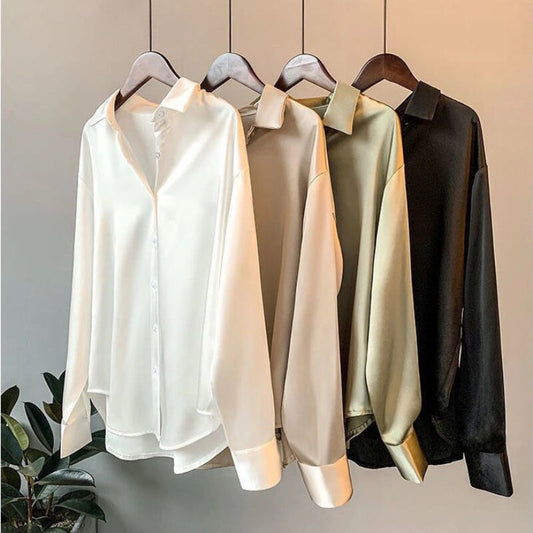 Women Mercerized Casual Shirts Dress Elegant Blouses Long Sleeve Oversized Vintage Fashion Top 2022 Youth Office Ladies Clothing