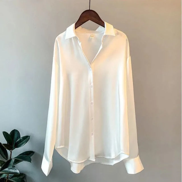 Women Mercerized Casual Shirts Dress Elegant Blouses Long Sleeve Oversized Vintage Fashion Top 2022 Youth Office Ladies Clothing