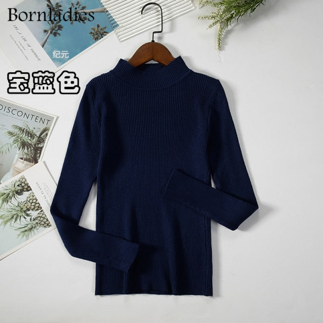 Bornladies Autumn Winter Basic Turtleneck Knitting Bottoming Warm Sweaters 2022 Women&#39;s Pullovers Solid Minimalist Cheap Tops