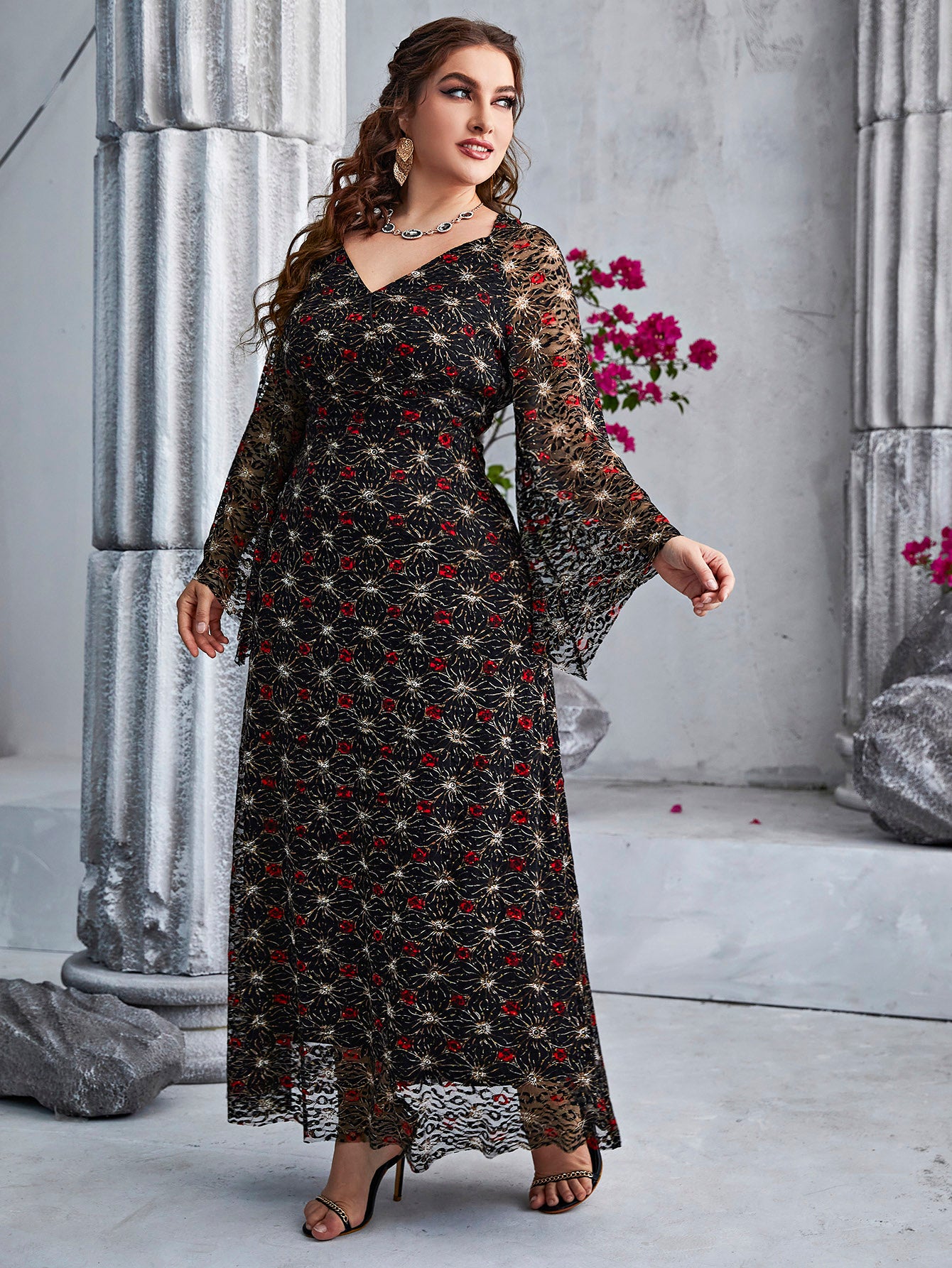 Plus Large Size Evening Dress for New Year 2022 Long Sleeve Party Dresses Muslim Festival Clothing Female Women&#39;s Elegant Maxi