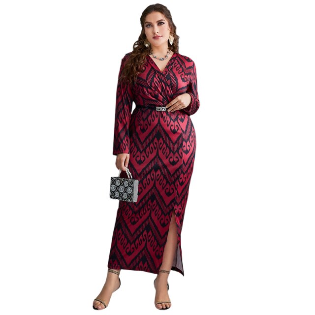 Plus Large Size Evening Dress for New Year 2022 Long Sleeve Party Dresses Muslim Festival Clothing Female Women&#39;s Elegant Maxi