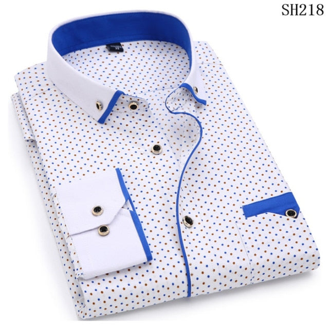 2022 Men Fashion Casual Long Sleeved Printed Shirt Slim Fit Male Social Business Dress Shirts Brand For Men Soft Comfortable