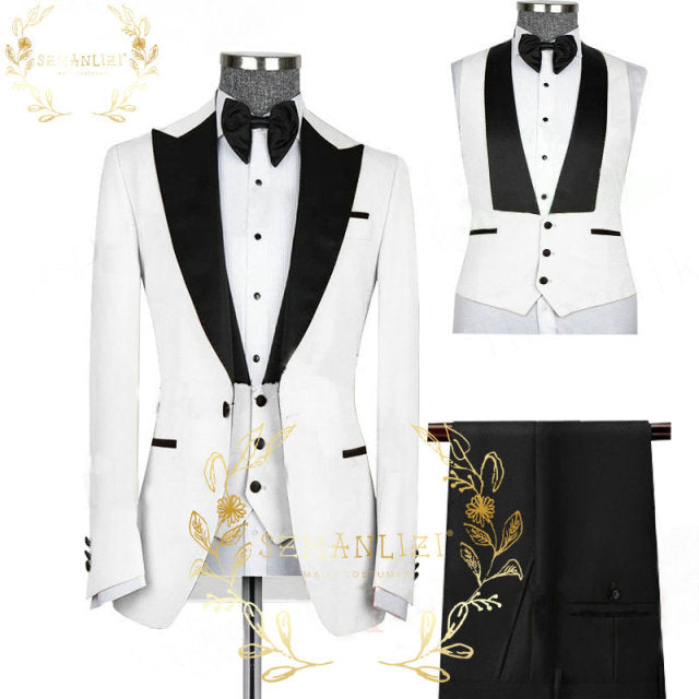 Men’s Wedding 3 pieces Italian Suits Design Custom Made Suits For Men