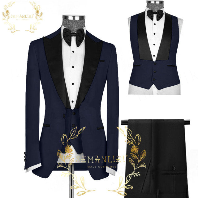 Men’s Wedding 3 pieces Italian Suits Design Custom Made Suits For Men