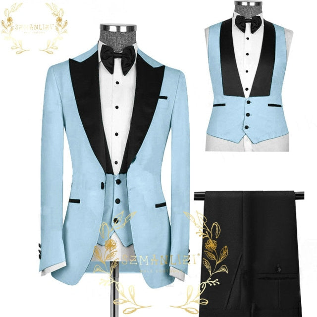 Men’s Wedding 3 pieces Italian Suits Design Custom Made Suits For Men