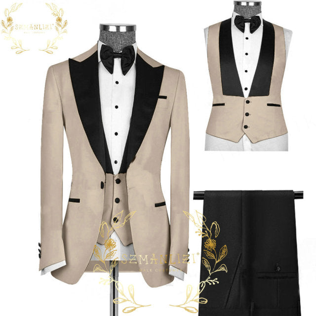 Men’s Wedding 3 pieces Italian Suits Design Custom Made Suits For Men