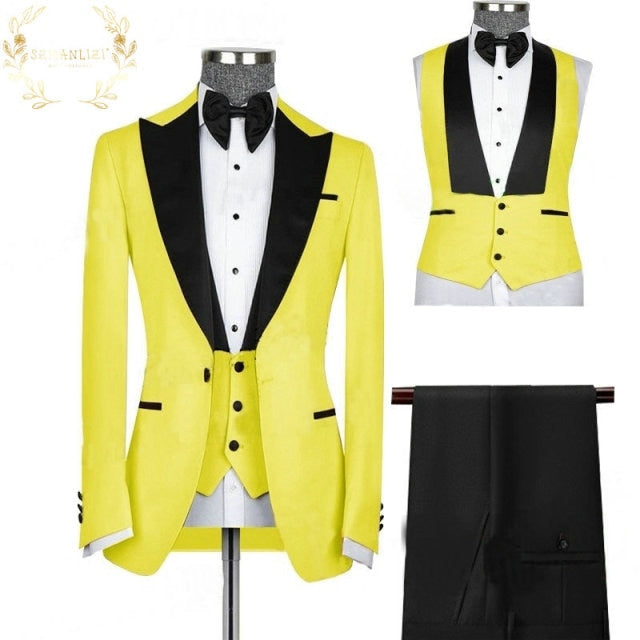 Men’s Wedding 3 pieces Italian Suits Design Custom Made Suits For Men