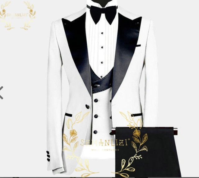 Men’s Wedding 3 pieces Italian Suits Design Custom Made Suits For Men