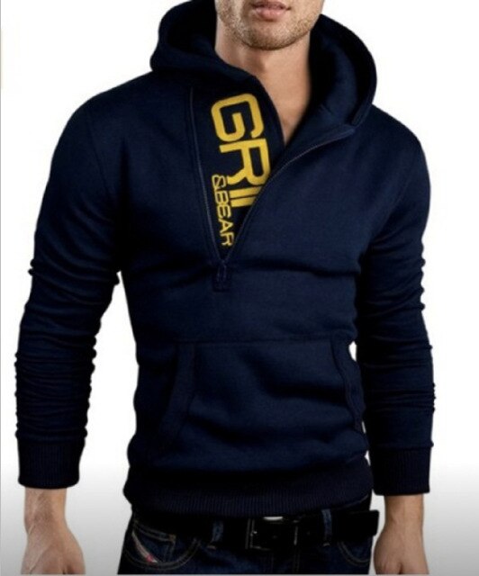 New Brand Men&#39;s Hoodies 2021 Male Casual Hoodies Sweatshirts Fall/Winter Mens Casual Letter Side Zipper Outdoor Jacket Tops