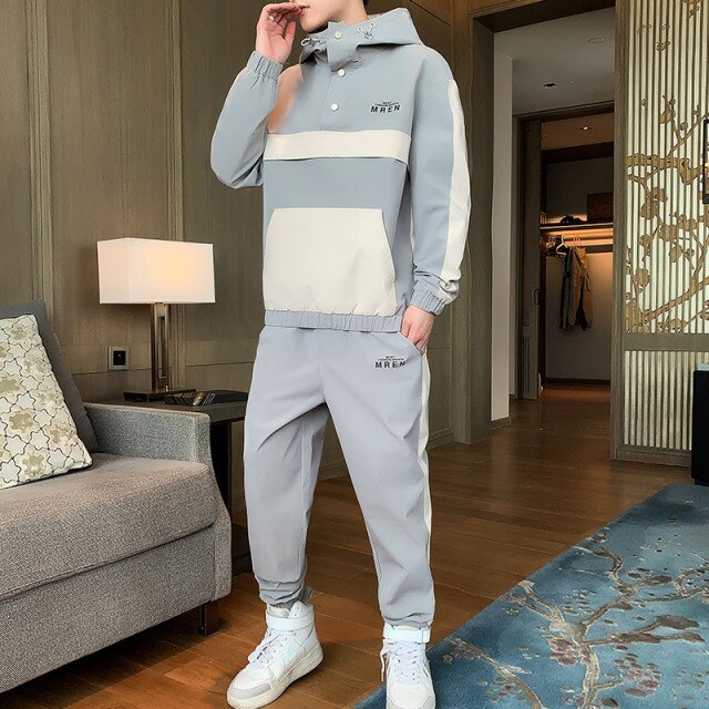 Men Tracksuit 2021 Sweatshirt Set For Couple Hooded Collar Streetwear Hoodies Mens Sweatpant Set