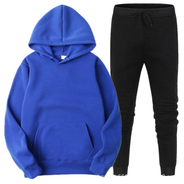 Fleece Tracksuits Men Women Two Pieces Set Hooded Oversized Sweatshirt Pants Solid Color Hoodie Autumn Winter Casual Suits 2021