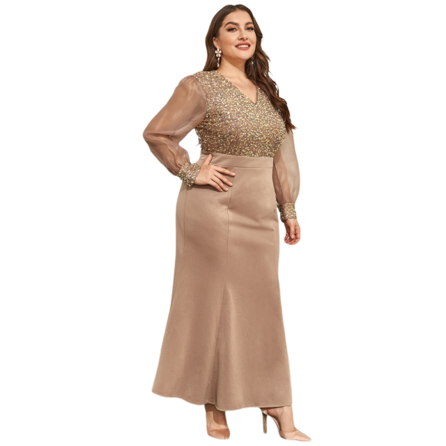 Plus Large Size Evening Dress for New Year 2022 Long Sleeve Party Dresses Muslim Festival Clothing Female Women&#39;s Elegant Maxi