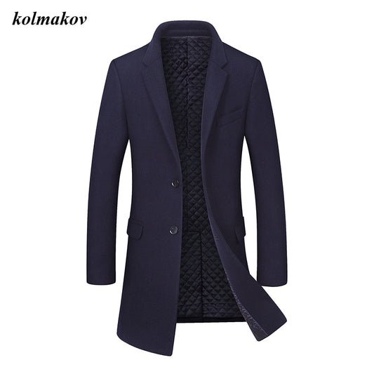 New Arrival Autumn And Winter Style Men Boutique Woolen Coat High Quality Solid Single Breasted Men&#39;s Thick Woolen Trench Coat