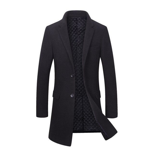 New Arrival Autumn And Winter Style Men Boutique Woolen Coat High Quality Solid Single Breasted Men&#39;s Thick Woolen Trench Coat