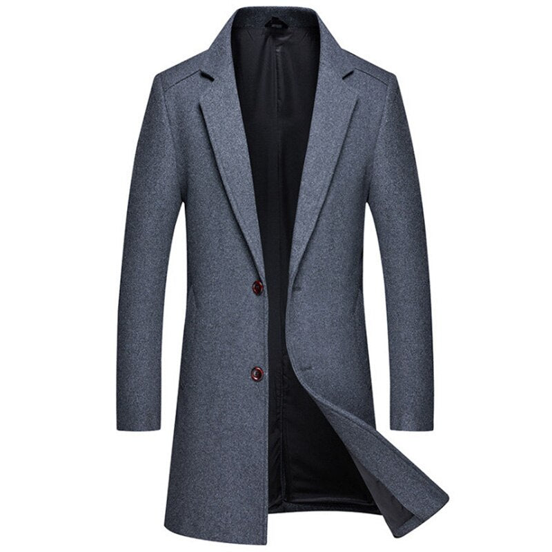 New Boutique Men&#39;s Woolen Coat Winter Thick Slim Fit Trench Coat Men Casual Wool Jacket Warm Overcoat M-4XL