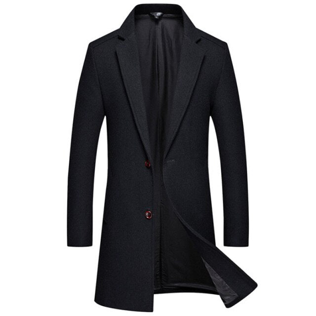 New Boutique Men&#39;s Woolen Coat Winter Thick Slim Fit Trench Coat Men Casual Wool Jacket Warm Overcoat M-4XL