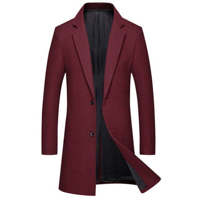 New Boutique Men&#39;s Woolen Coat Winter Thick Slim Fit Trench Coat Men Casual Wool Jacket Warm Overcoat M-4XL