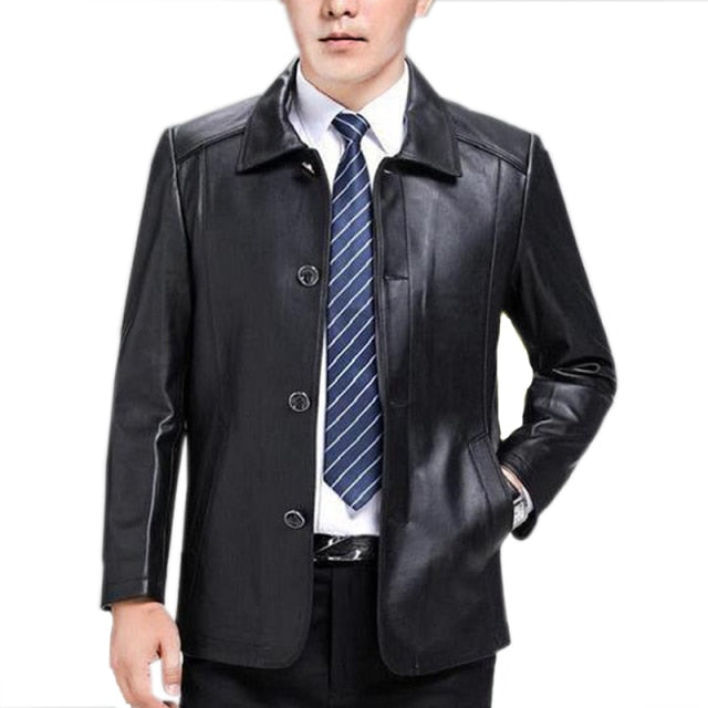 Men’s Faux Leather Jacket – Casual PU Windbreaker Coat