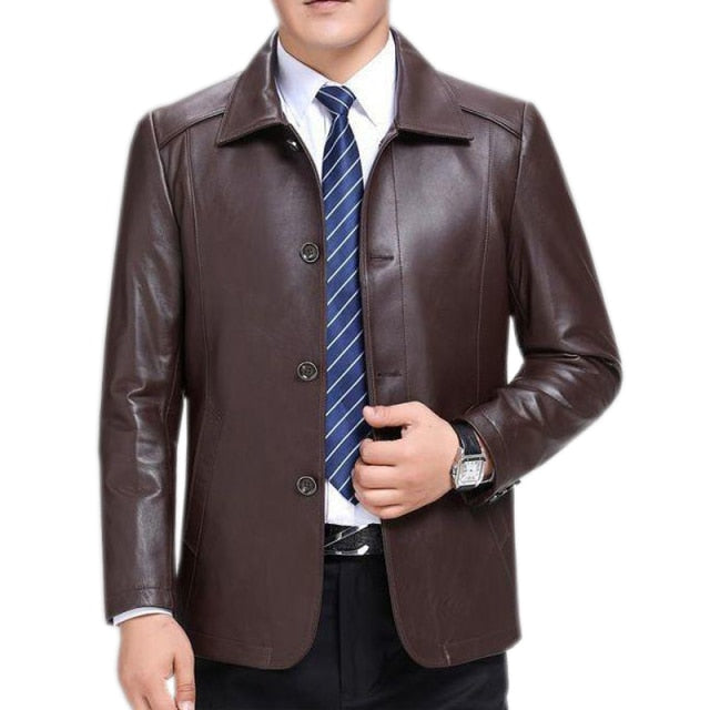 Men’s Faux Leather Jacket – Casual PU Windbreaker Coat