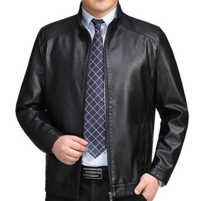 Men’s Faux Leather Jacket – Casual PU Windbreaker Coat