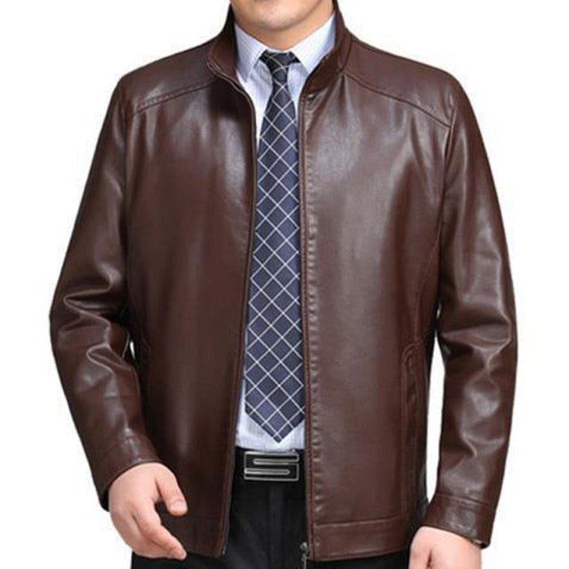 Men’s Faux Leather Jacket – Casual PU Windbreaker Coat