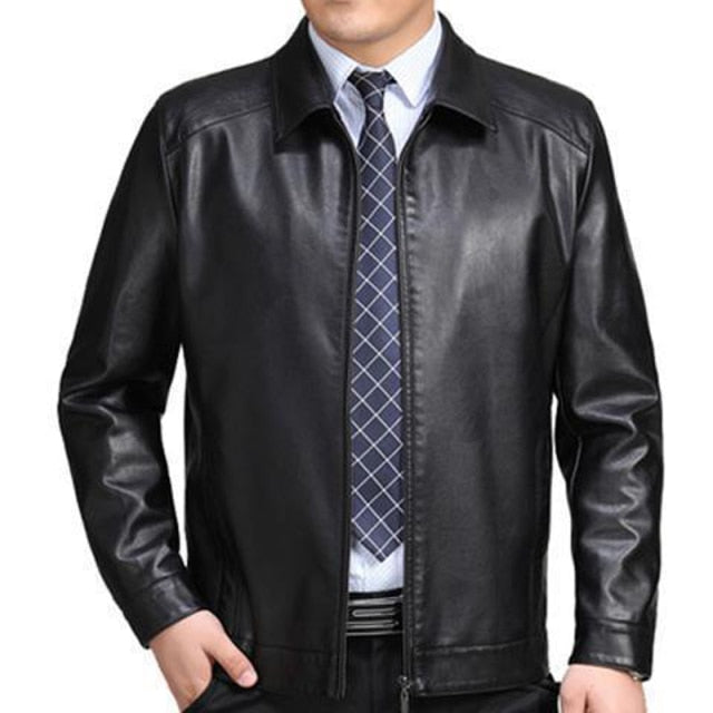 Men’s Faux Leather Jacket – Casual PU Windbreaker Coat