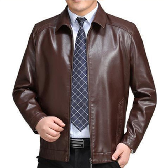 Men’s Faux Leather Jacket – Casual PU Windbreaker Coat