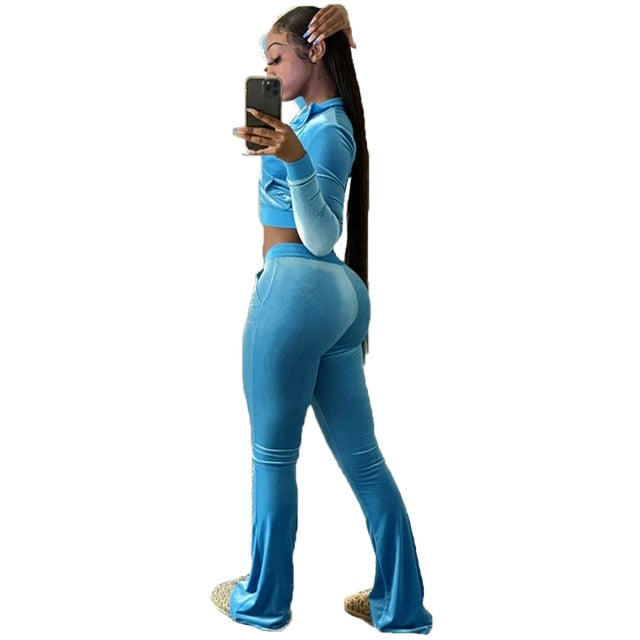 2022 Clothing Spring Autumn Women Outdoor Casual Sports Set Solid Velvet Two Piece Set Top and Pants Tracksuit Sweatsuit Outfits