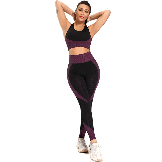 Leggings For Fitness Women Sportwear Seamless High Waist Sports Bras+Pants GymYoga Set Sport Outfit For Women Tracksuit Clothing