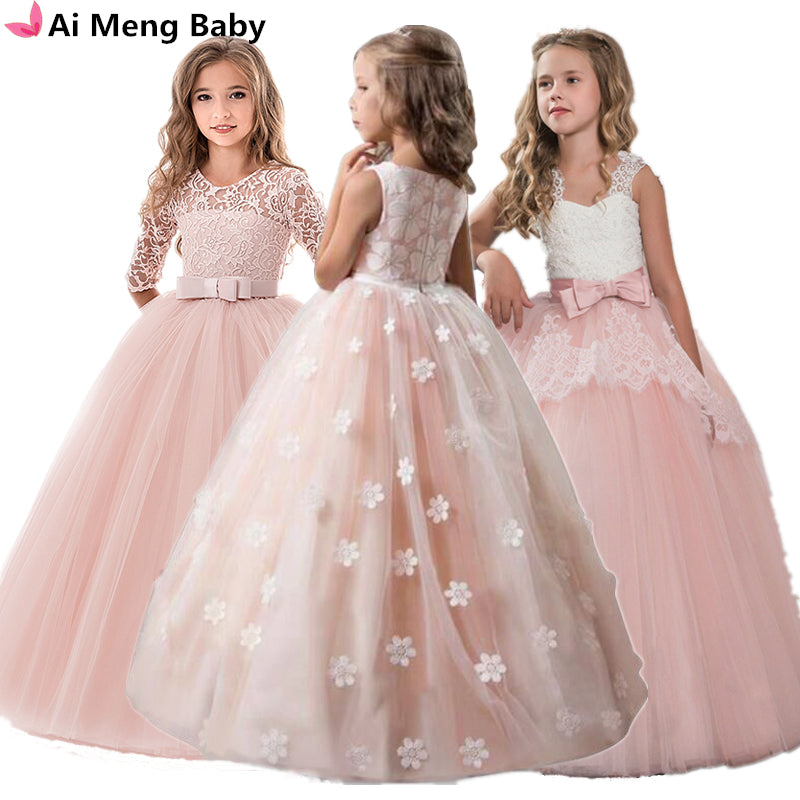 Vintage Flower Girls Long Dress for Girls