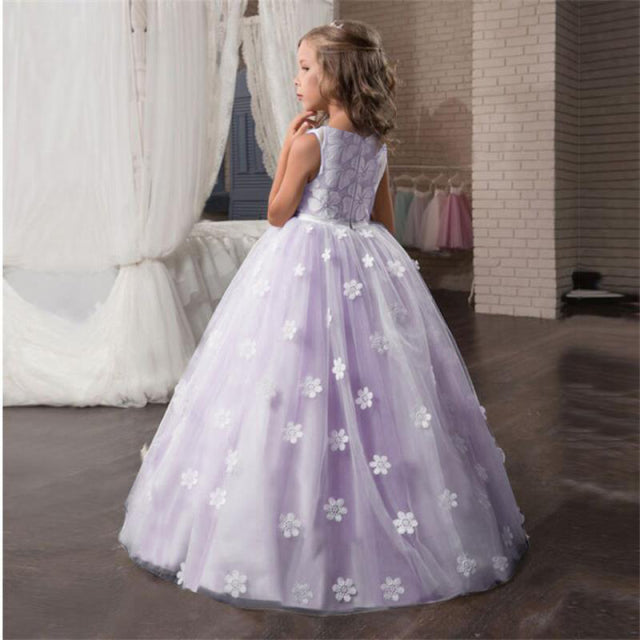 Vintage Flower Girls Long Dress for Girls