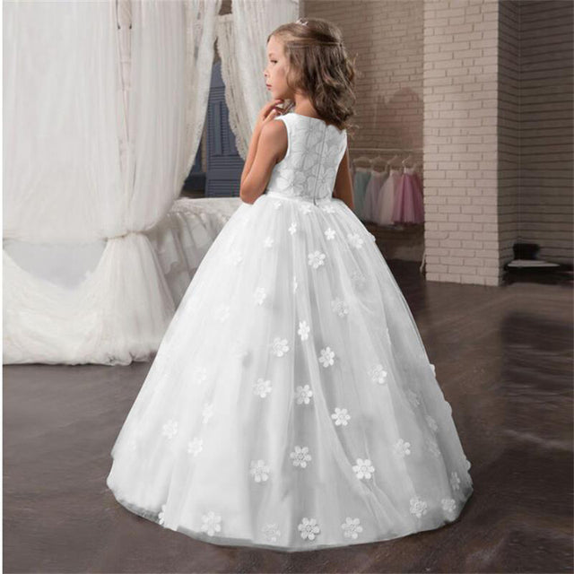 Vintage Flower Girls Long Dress for Girls