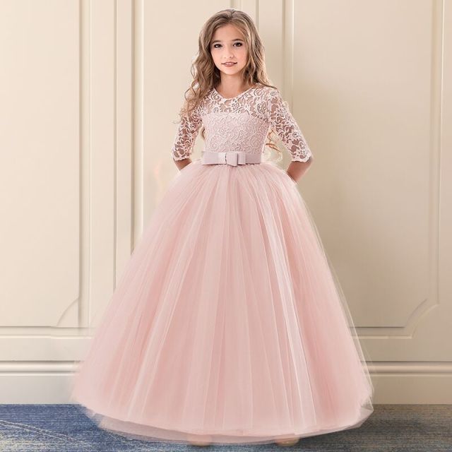 Vintage Flower Girls Long Dress for Girls