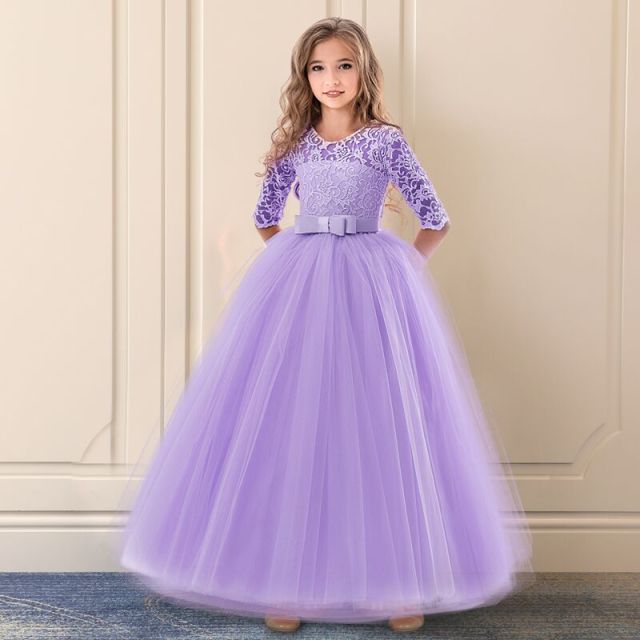 Vintage Flower Girls Long Dress for Girls